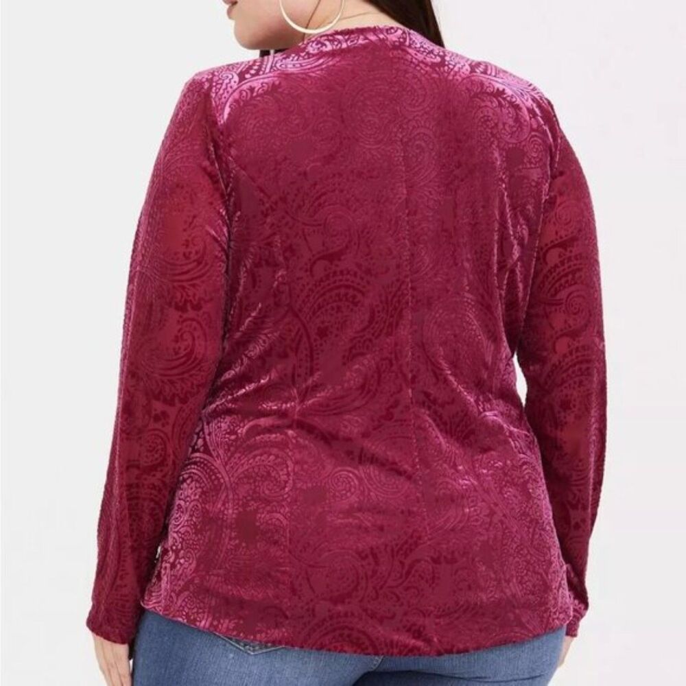 Romantic Torrid Burnout Velvet Open Blazer Cardigan Red Whimsygoth Boho Fairy - Picture 2 of 7
